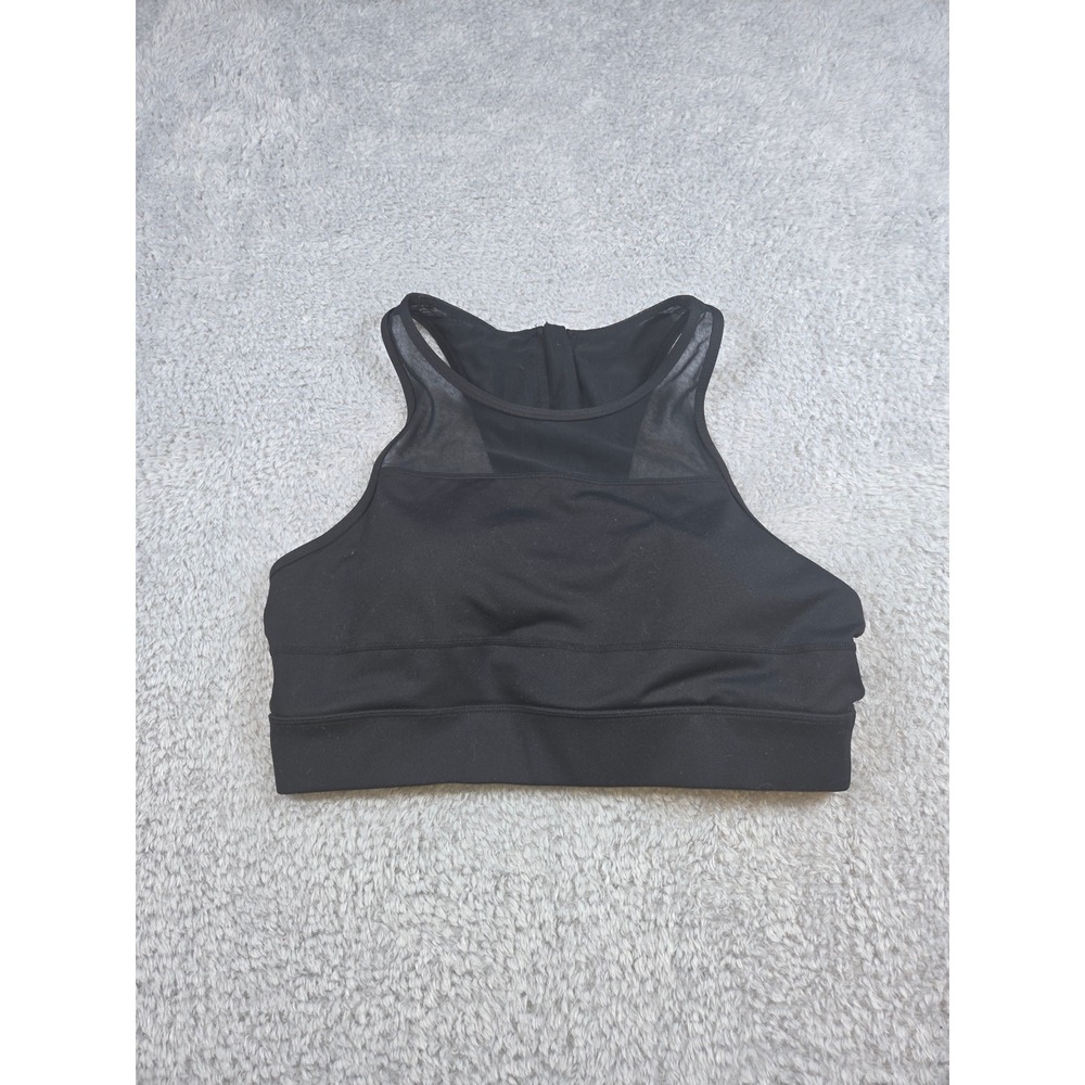 Zyia Active Sports Bra XL Black Womens High Neck Mesh Back Zip Workout Top